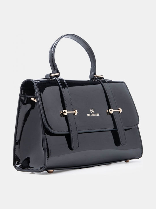 Stoff Damen Handtasche Handtasche Schwarz