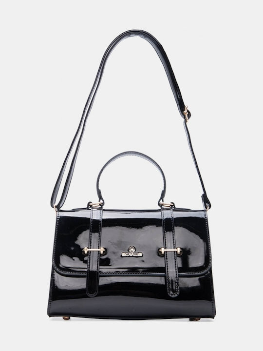 Stoff Damen Handtasche Handtasche Schwarz
