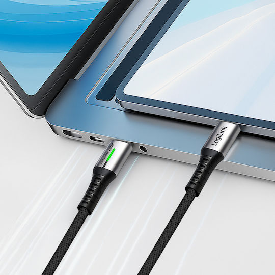 LogiLink LED Geflochtenes USB 3.2 Kabel USB-C männlich - USB-C 240W PD Schwarz 1m CU0442