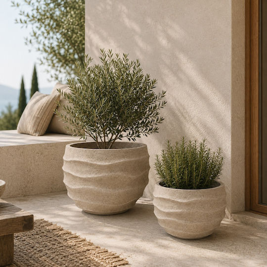 Artekko Concrete Flower Pot Beige 43x43x28cm