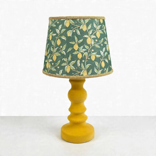 Ceramic Table Lamp for E27 Fitting with Shade and Green Base