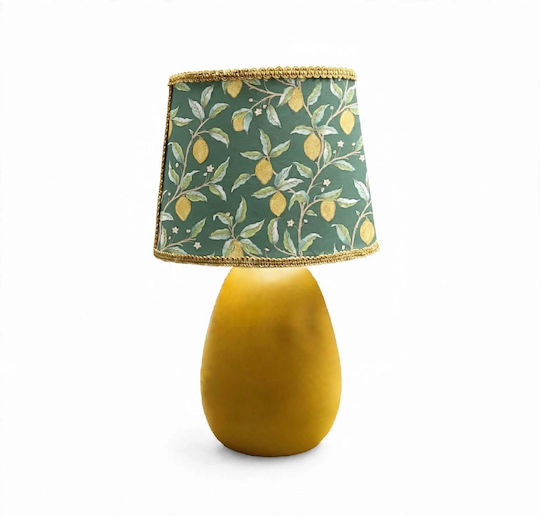 Ceramic Table Lamp for E27 Fitting with Shade and Yellow Base