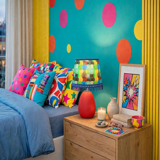 Table Lamp for E27 Fitting with Multicolour Shade