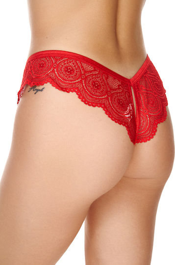 Sexy Unterwäsche Boxer Spitze Perlen Rot