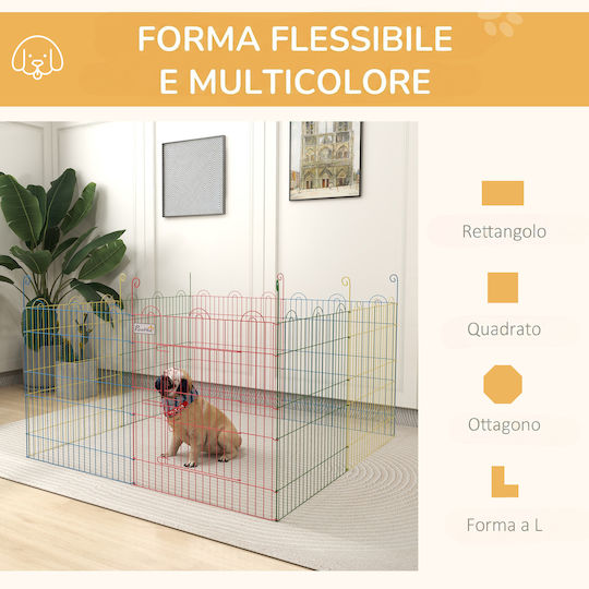 Pawhut Foldable Metallic Dog Park with 8 Panels 156x156x60cm Multicolour