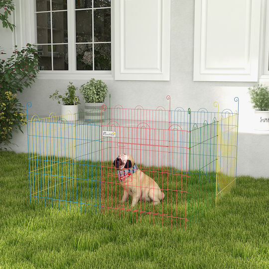 Pawhut Foldable Metallic Dog Park with 8 Panels 156x156x60cm Multicolour