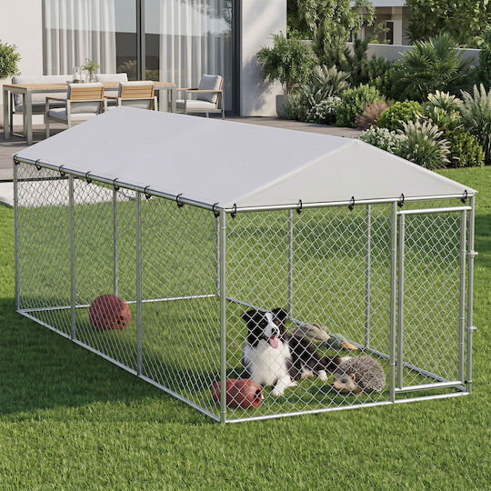 Pawhut Metal Dog Park 400x230x200cm Silver