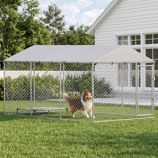 Pawhut Metal Dog Park 400x230x200cm Silver