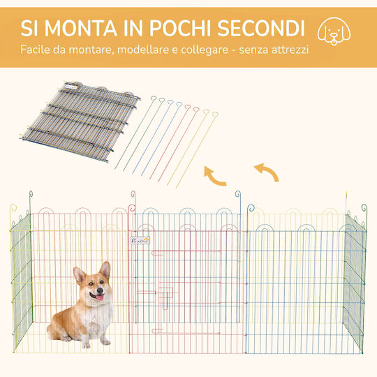 Pawhut Foldable Metallic Dog Park with 8 Panels 156x156x60cm Multicolour