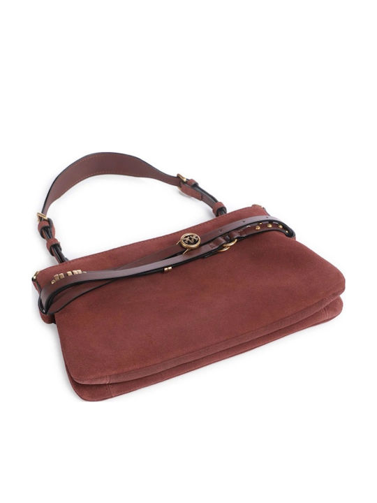 Leder Damen Schultertasche Burgundisch
