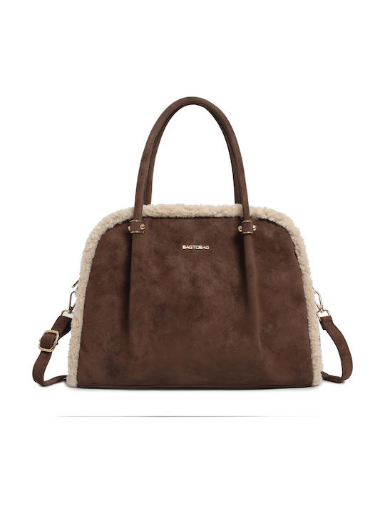Fabric Fur Women's Tote Bag Suede Brown