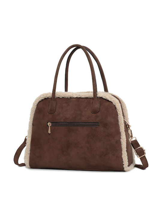 Fabric Fur Women's Tote Bag Suede Brown