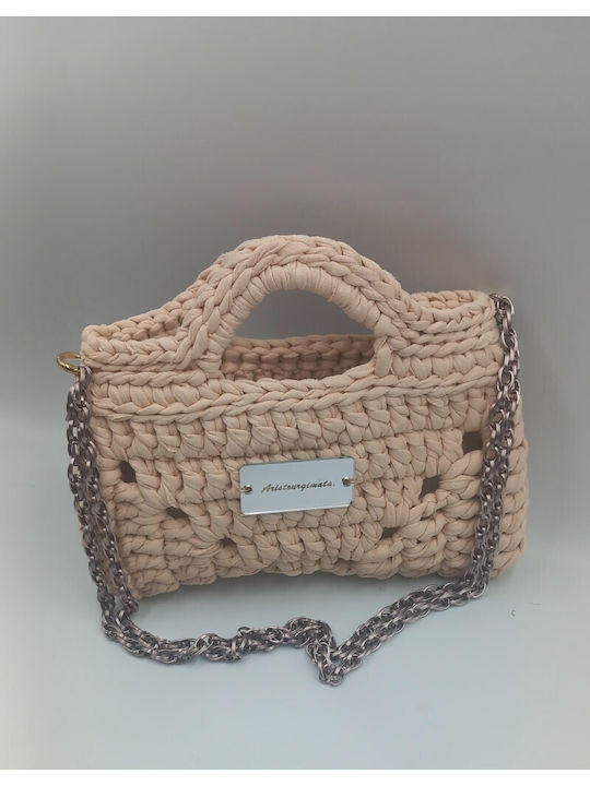 Knitted Women's Shoulder Bag Beige
