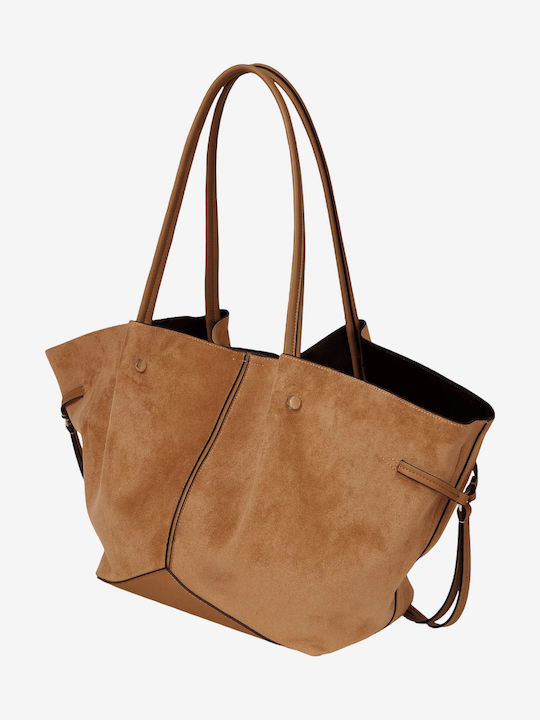 Pierced Women's Suede Tote Bag Dark Tan