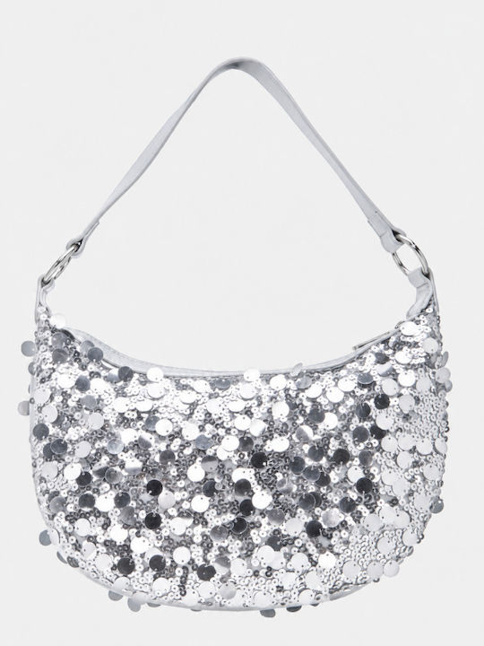 Stoff Damen Handtasche Schulter Silber