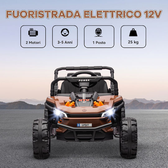 UTV Διθέσιο με Τηλεκοντρόλ 12 Volt Καφέ για 3+ Ετών