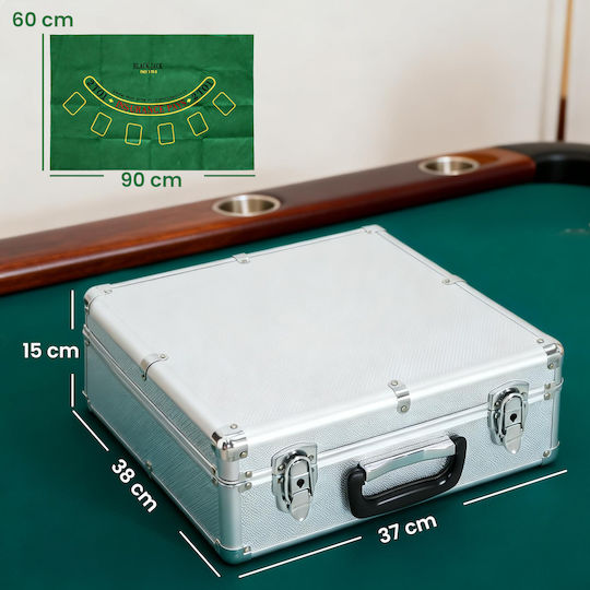 Sportnow Set of 500 Poker Chips 11.5gr in Suitcase with 5 Decks and Felt