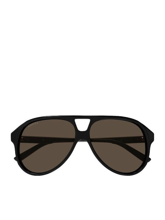 Gucci Men's Sunglasses with Black Horn-Rimmed Frame