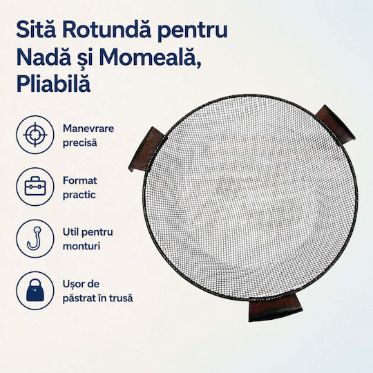 Sită Rotundă Pliabilă pentru Momeală și Nadă