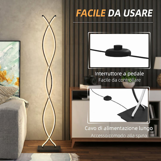 HomCom LED Floor Lamp with Natural White Light 1960lm Black