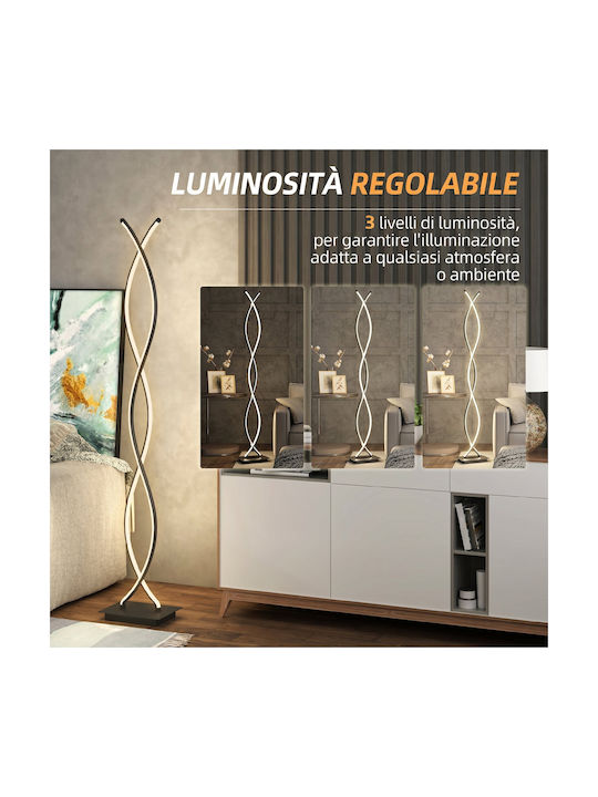 HomCom LED Φωτιστικό Δαπέδου με Φυσικό Λευκό Φως 1960lm Μαύρο