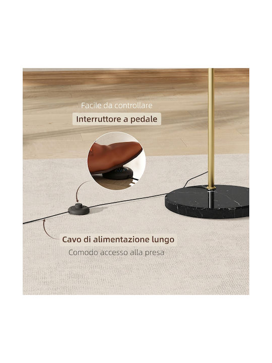 HomCom Vintage Floor Lamp with Lamp Bulb Base for E27 Gold