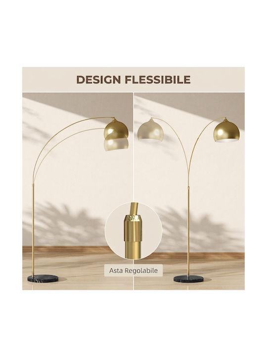 HomCom Vintage Floor Lamp with Lamp Bulb Base for E27 Gold