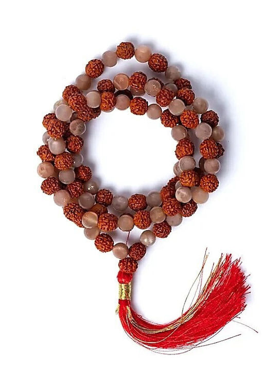 Mala 108 Perlen Mondstein Samen Rudraksha Quaste