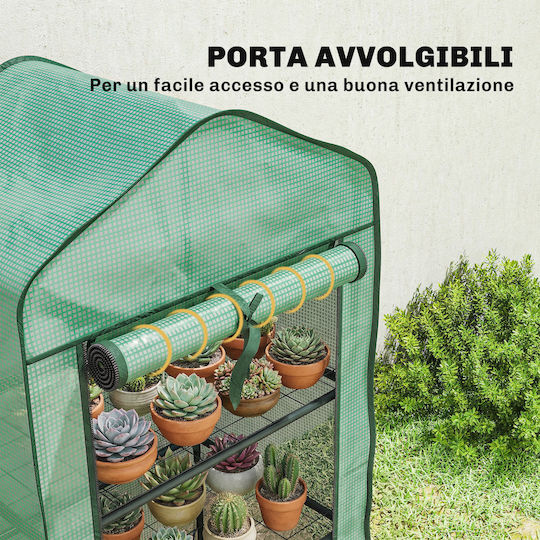 Outsunny 84H-069V01GN Greenhouse with Metallic Frame and Shelves 0.59x0.39x1.27m