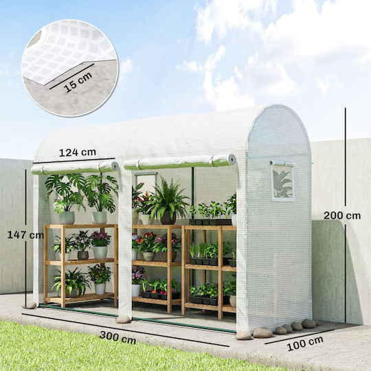 Outsunny 845-416V00WT Tunnel Greenhouse 3x1x2m