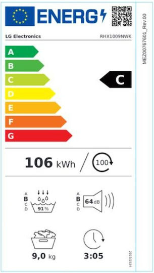 LG RHX1009NWK Wäschetrockner 9kg mit Wärmepumpe
