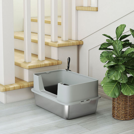 Pawhut XL Cat Litter Box Grey W31 x D31cm