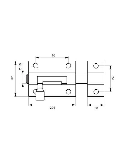 Door Bolt 300 mm Satin Nickel Thirard 00404302