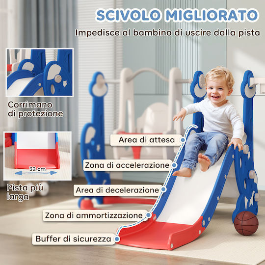 Aiyaplay Slide with Basketball Hoop & Swing Navy Blue
