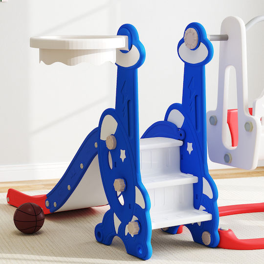 Aiyaplay Slide with Basketball Hoop & Swing Navy Blue