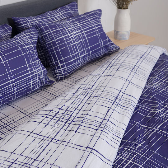 Single Duvet Cover Set 165x245 2 Sides Naf-naf Summit 152 Pacific Blue