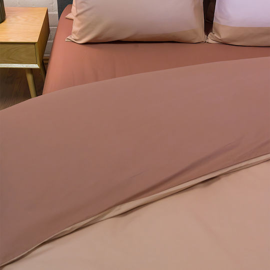 Single Duvet Cover Set 165x245 2 Sided Naf-naf Hue Taupe Amber