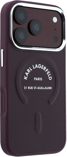 Karl Lagerfeld iPhone 18 Pro Max iPhone 17 Pro Max Hard Case Magsafe Eco Leather Lining Embossed Open Ring Rsg Logo Burgundy