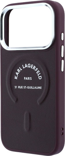 Karl Lagerfeld iPhone 18 Pro Max iPhone 17 Pro Max Hard Case Magsafe Eco Leather Lining Embossed Open Ring Rsg Logo Burgundy
