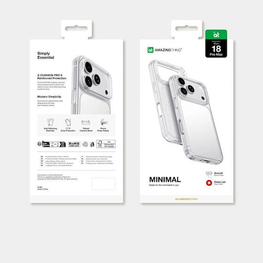 Amazingthing Минимален Удароустойчив Калъф 3 Лещи iPhone 18 Pro Max Прозрачен 4896238101550