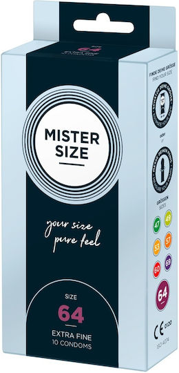 Mister Size Презервативи 10 бр. 64 мм Тънки за естествено усещане Natural Vegan