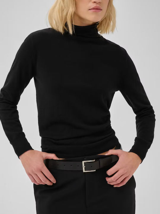Women's Long Sleeve Turtleneck Sweater Black