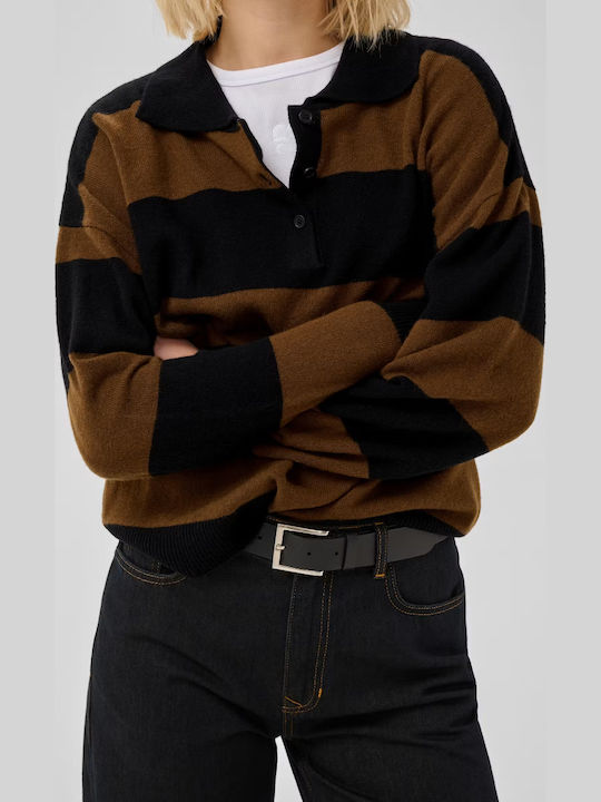 Women's Woolen Striped Brown Sweater
