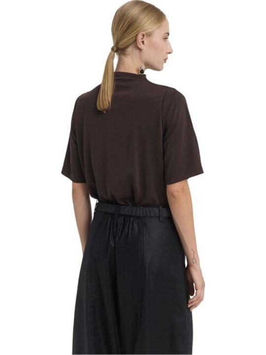 Damen Bluse mit Einer Schulter Braun