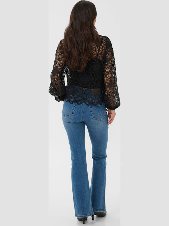 Damen Bluse Langärmelig Schwarze