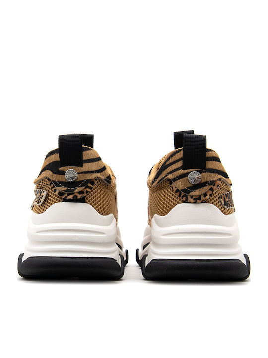 Women's Chunky Sneakers Brown White Black