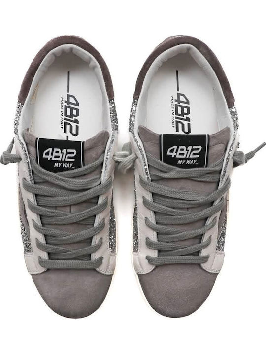 Γυναικεία Sneakers Γκρι Και Καφέ Αποχρώσεις Με Γκλίτερ Ασημί