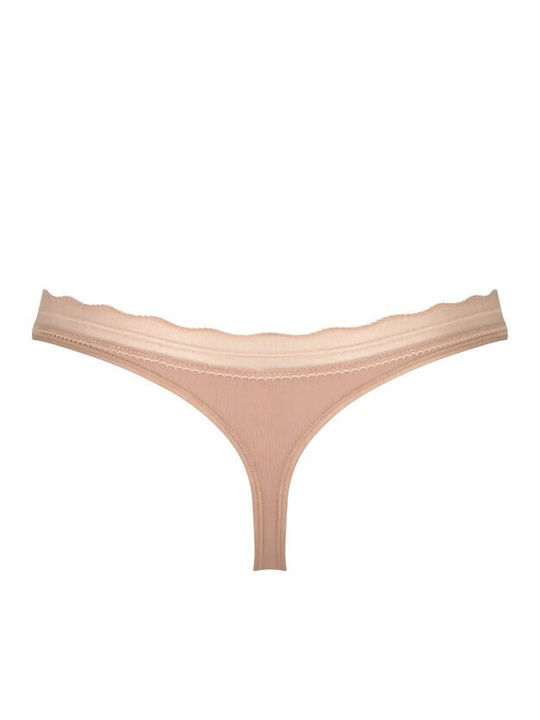 Γυναικεία String 2Pack με Δαντέλα Beige
