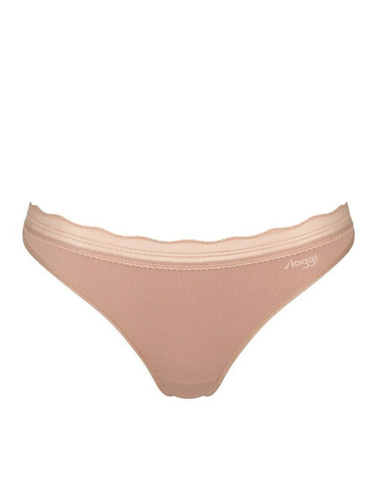 Γυναικεία String 2Pack με Δαντέλα Beige