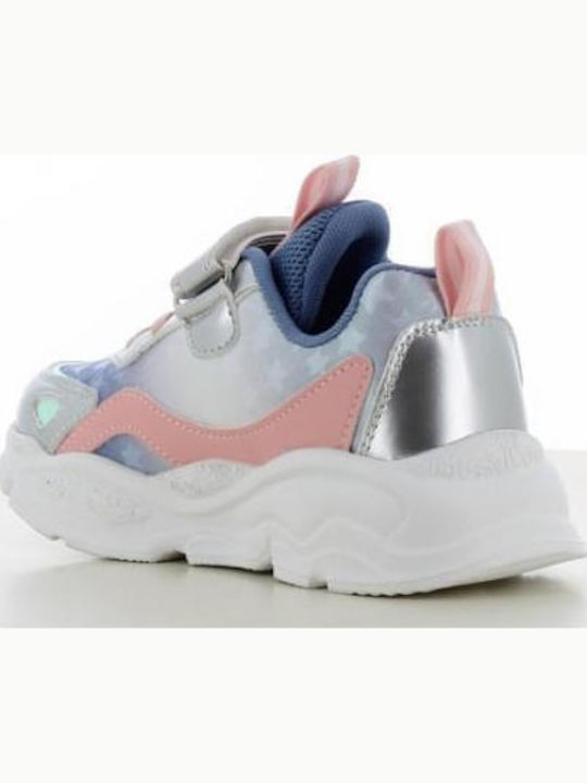 Stitch Kids Sneakers Anatomic with Hoop & Loop Closure & Lights Silver
